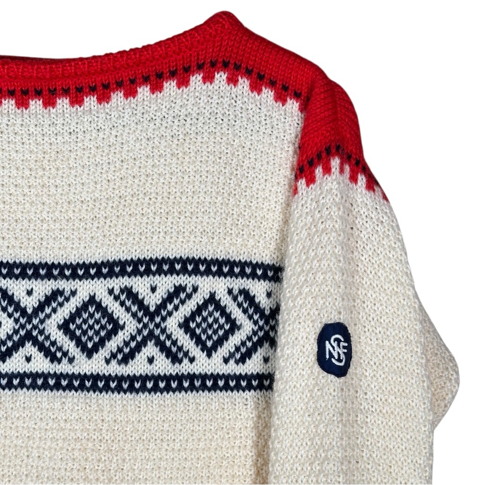 DALE OF NORWAY Vintage Fair Isle Snowflake Wool Knit Sweater - Picture 9 of 10